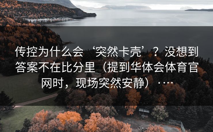 传控为什么会‘突然卡壳’？没想到答案不在比分里（提到华体会体育官网时，现场突然安静）·…