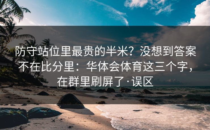 防守站位里最贵的半米？没想到答案不在比分里：华体会体育这三个字，在群里刷屏了·误区