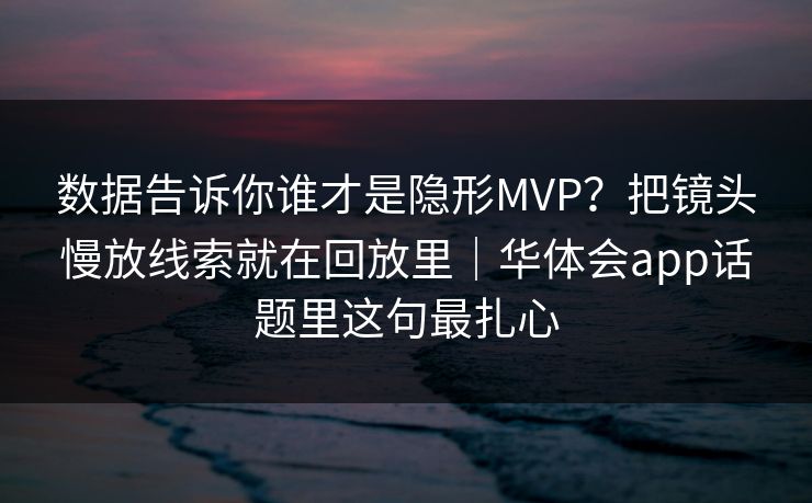 数据告诉你谁才是隐形MVP？把镜头慢放线索就在回放里｜华体会app话题里这句最扎心