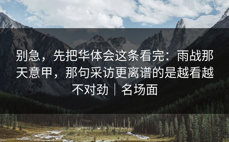 别急，先把华体会这条看完：雨战那天意甲，那句采访更离谱的是越看越不对劲｜名场面
